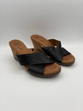 Clarks Cork Wedge Strappy Sandal Heels Size 8